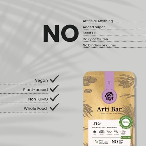 Arti Bar – Fig | Whole Food Energy Bar | Vegan, Gluten-Free, No Added Sugar, Clean Ingredients | Plant-Based Healthy Snack
