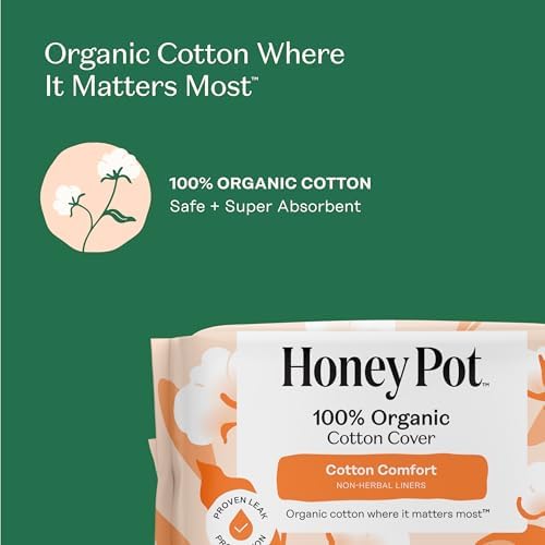 The Honey Pot Company - Non-Herbal Everyday Panty Liners for Women - Organic Cotton Cover & Ultra-Absorbent Pulp Core - Sanitary Pads - Feminine Care - 30 ct