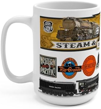 Union Pacific Big Boy 414 And 844 Railroad Coffee 15 Oz Mug Collection, Train Lover Gift, Railroad Enthusiast Cup, Vintage Steam Locomotive