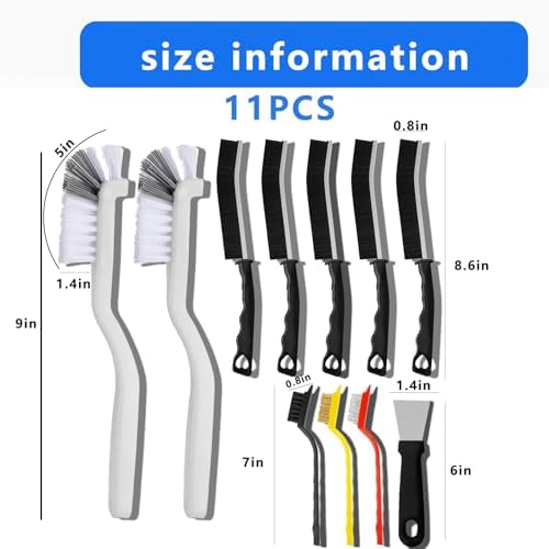 11 Pack Cleaning Brush Set for Kitchen and Bathroom Gap Crevice Stove Sink Window Track Household Cleaning Tools