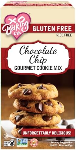 XO Baking Co. Gluten Free Chocolate Chip Gourmet Cookie Mix; Non-GMO; Kosher; Rice Free; Dairy Free; Peanut Free; No Preservatives; No Artificial Flavors or Colors, 16oz