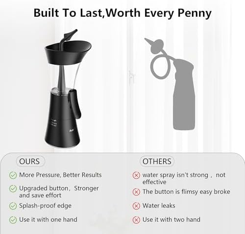 Manual Ear Wax Removal Kit - One-Hand Control Ear Cleaner Tool, Easy to Use Ear Irrigation Flushing System with Soft Silicone Tip for Effective & Safe to Clean Ear Built Up Wax Home Use(Black)