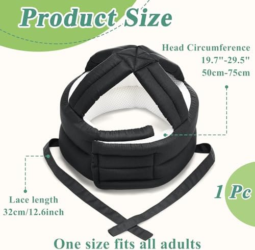 Woanger 1 Pcs Anti Fall Elder Head Safety Helmet for Adults Special Needs Thick Soft Protective Hat Adjustable Seniors Fall Prevention Head Protection Cap Elderly Helmet for Injury Protection (Black)