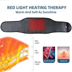 HONGJING Red Light Massage Back Brace with Heat for Lower Back Pain Relief, Cordless Back Support Massager Belt Rechargeable for Pain from Herniated Disc, Scoliosis, Sciatica (L)