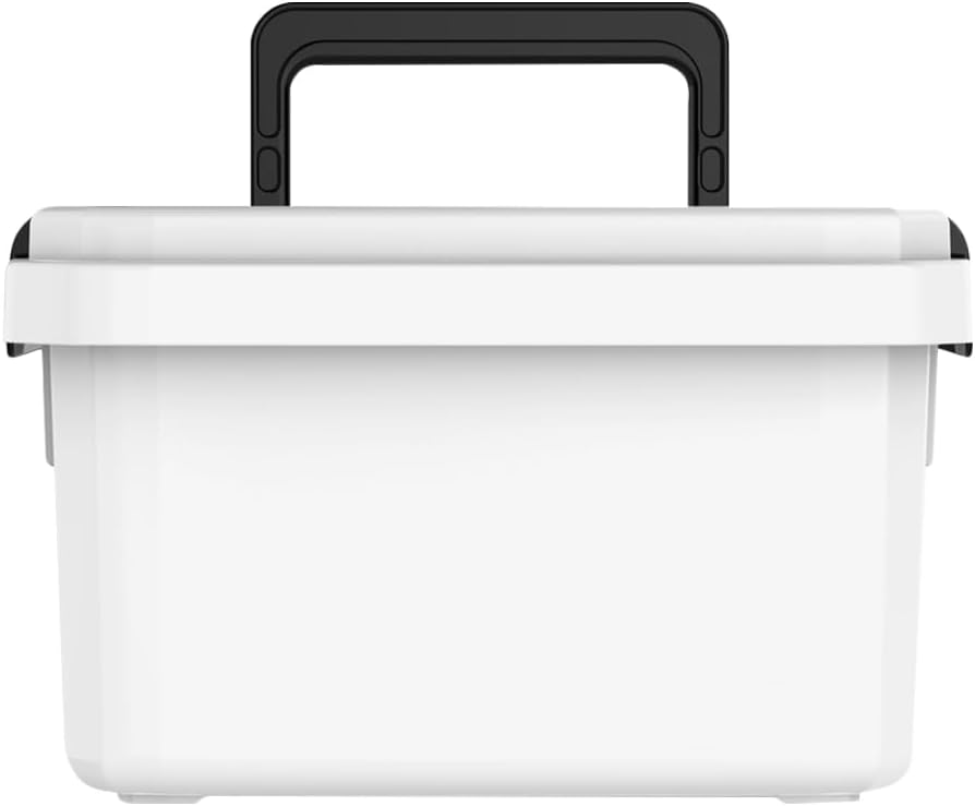 Zerodeko 1PC Medicine Case Medicines First Aid Box Organizer Portable Medicine Organizer Empty Medicine Kit Emergency Medicine Cabinet Storage Container Multi-Layer White Lock Box Medium Size