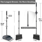 Ivandar Broom and Dustpan Set, Dust pan with Long Handle, Broom with Dustpan Combo Set, Broom and Dustpan for Home, Indoor or Outdoor Cleaning Tool (Deep Gray&Light Gray)
