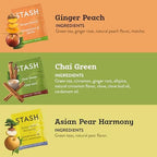 STASH Green Tea Variety Pack – Caffeinated, 6 Boxes of 18-20 Tea Bags Each – Pomegranate Raspberry, Premium Green, Moroccan Mint, Ginger Peach, Chai Green & Asian Pear Harmony