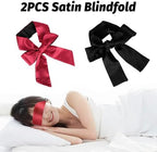 2pcs Silk Satin Blindfold for Women Adults Bedroom Couples Eye Soft Sleep Mask Eye Cover Travel Nap Valentine's Day Play Games Christmas Sleeping Sexy Blind Fold 155cm / 62in