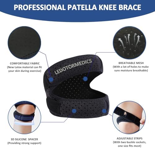 Patella Knee Brace for Knee Pain Relief - Adjustable Support for Men & Women - Breathable Neoprene Design for Sports, Running, Hiking, Arthritis & Injury Recovery