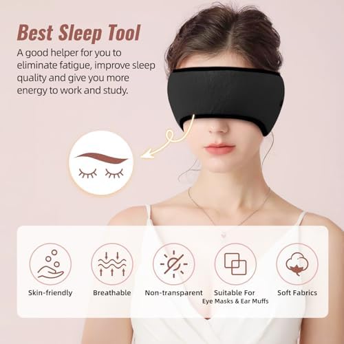 Sleep Mask & Earmuffs for Sleep - 2 in 1 Eye & Ear Mask, Comfortable & Soft for Side Sleepers (Black)