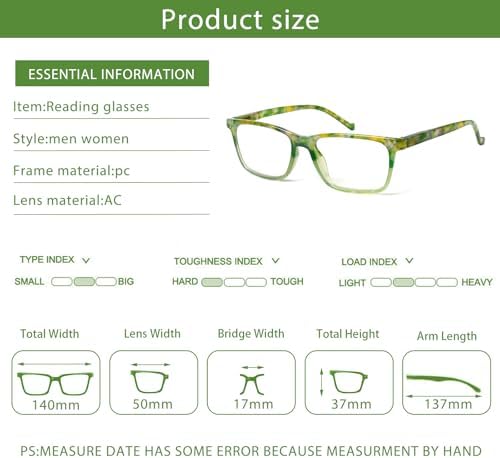 JOSCHOO 5-Pack Reading Glasses Blue Light Blocking Spring Hinge Readers for Men Women Computer Eyeglasses (5Clours-5, 1.5, x)