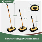 Eyliden Car Wash Brush Mop, Long Handle, 2 Scratch-Free Microfiber Heads, Car Detailing Care Kit for Car RV Truck (Yellow & Black)