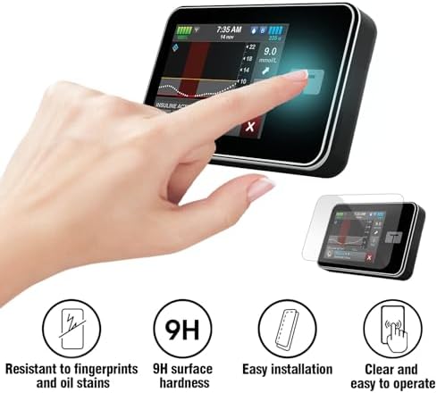 Flexible Nano Glass Screen Protector Compatible with Tandem tSlim X2 Insulin Pumps, Anti-Scratch & Anti-Fingerprint, 4 Pcs
