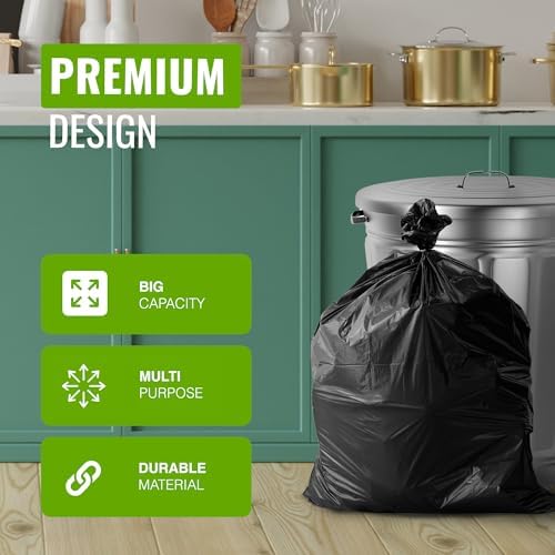 20 Pack Extra Strong Heavy Duty Refuse Sacks - 100L - 33 Microns - Recyclable Bin Bags, Leak Resistant, Eco-Friendly, Durable Waste Disposal Bags for Household & Commercial Use (736x990mm)