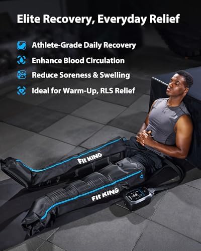 FIT KING Upgraded Leg Massager Recovery Boots, Professional Air Compression Recovery System for Circulation & Athlete-Level Fast Recovery, Cordless Rechargeable Compression Boots (Medium)