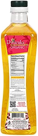 Dwaraka Organic - Cold Pressed Peanut Oil, 1L, 33 Fl Oz, Groundnut Oil, Healthy, Organic, Non GMO, All Natural