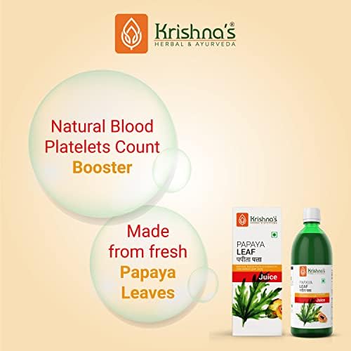 KRISHNA'S HERBAL & AYURVEDA Papaya Leaf Juice - Fresh Papaya Leaves Helps to Boost platelets Count 500 ml (Pack of 2)