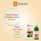KRISHNA'S HERBAL & AYURVEDA Papaya Leaf Juice - Fresh Papaya Leaves Helps to Boost platelets Count 500 ml (Pack of 2)