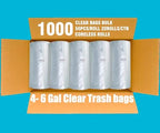 4-6 Gallon Trash Bags, 1000 Count Bulk Value Pack, Clear Plastic Recycling Bags, Multi-purpose Garbage Bags for Business Home Bathroom Kitchen Commercial and Industrial