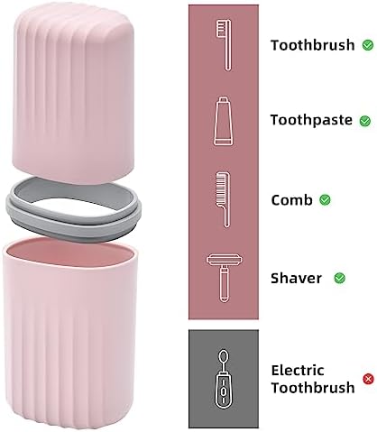 VITVITI Toothbrush Travel Case, Portable Travel Soap Container Leakproof Dish Tray, 7.88 inch Toothpaste Travel Toothbrush Holder with Cover for Trip/Bathroom/Camping(Pink)