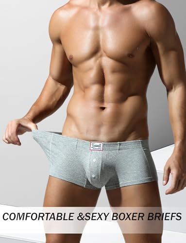 SEAUR Men's Pouch Boxer Briefs Seamless Ribbed Underwear Low Rise Breathable Trunks Stretchy Underpants