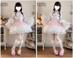 Lolita Sleeveless Short Dress Teens Cute Lace Decor Graduation Cocktail Princess Halloween Party Juniors Dresses