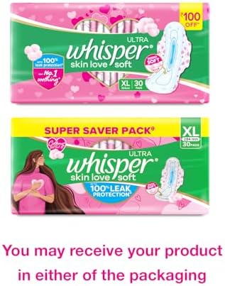 Whisper Ultra Soft Sanitary Pads - 30 Pieces (XL)