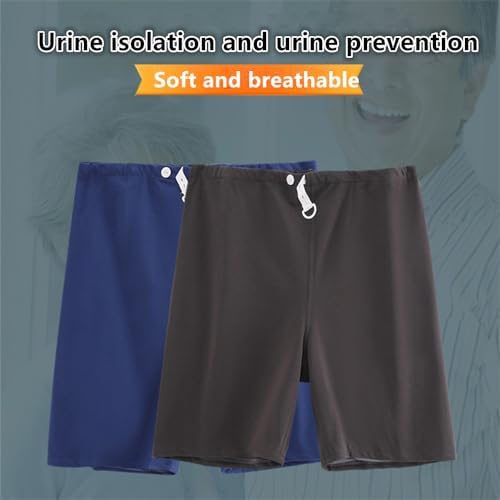 Leak-Proof and Washable Urinary Incontinence Pants,Reusable Incontinence Trousers,Adult Diaper Pants,Waterproof Patient Care Trousers for Bedridden,Elderly,Mobility Impaired(Short,Blue,XXL)