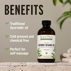 Banyan Botanicals Organic Refined Sesame Oil – Premium Ayurvedic Massage Oil for Body & Skin – Light & Mild Scented Warming Oil for Abhyanga Self-Massage – 16 oz – USDA Organic