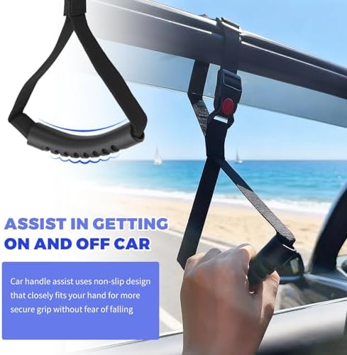 Junecarp 2PCS Car Door Handle for Elderly Adjustable,Portable Non-Slip Car Handle Assist for Standing Support,Universal Safety Cars Cane Door Handles for Elderly Cars Handles Strap