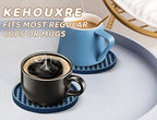 Coasters for Drinks 6 Pack Drinking Coasters with Holder,Heat Resistant Silicone Cup Mat Tabletop Protection,Non-Slip Rubber Coaster for Kinds of Cups (Blue)