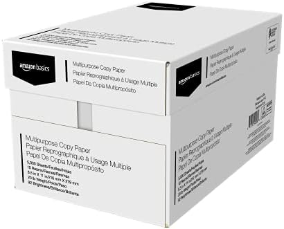 Amazon Basics Multipurpose Copy Printer Paper, 20 lb, 8.5 x 11 Inches, 10 Reams (5,000 Sheets), 92 Bright White