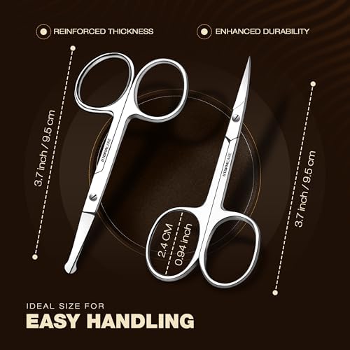 Utopia Care Eyebrow Scissors, Professional Stainless Steel Small Shears for Men and Women, Nose Hair Scissors for Grooming Mustache, Beard, Eyelashes, Ear Hair Trimming, Silver