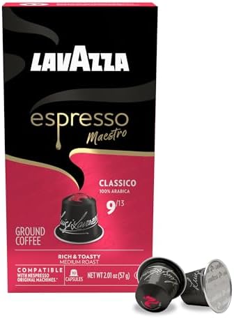 Lavazza Espresso Maestro Classico Aluminum Capsules Compatible with Nespresso* Original Machines, Medium Espresso Roast, 100% Arabica (60 Capsules)