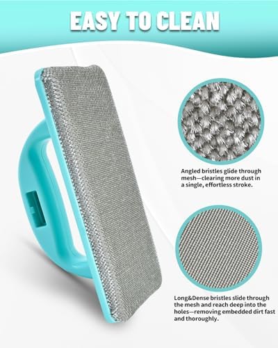 Window Screen Cleaner Kit,Wet and Dry Dual-Use Mesh Screen Cleaner + 3 Window Track Cleaning Tools,Detachable Window Sill Cleaner Tool for Easy,Efficient Cleaner