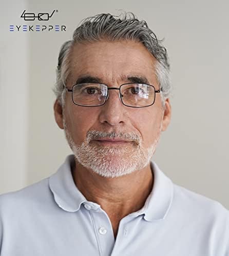 Eyekepper 3-Pack Readers Rectangular Spring Temple Large Metal Reading Glasses Men Silver +1.25