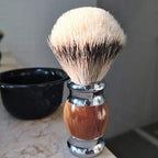JEQUIL&CORENVEO 100% Silvertip Badger Hair Shaving Brush, Handmade Shaving Brush with Fine Resin Handle and Stainless Steel Base (Brown)