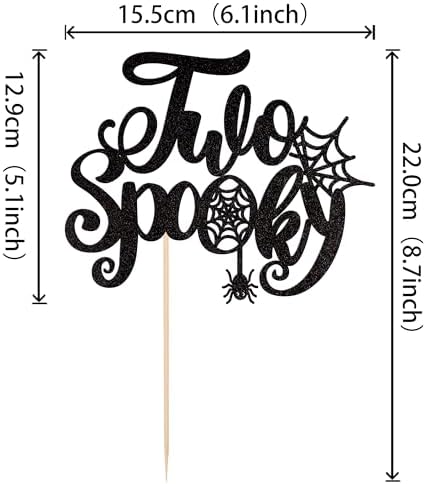 1 PCS Two Spooky Cake Topper Glitter Spider Web Halloween 2nd Birthday Cake Pick Baby Shower Cake Decoration for Halloween Spooky Two Second Birthday Party Cake Decorations Supplies