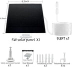 5W Solar Panel for Outdoor Cameras, 360° Adjustable Mount & 90° Rotatable Panel, IP65 Waterproof, 9.8ft USB-C Cable with Micro USB Adapter, Includes Mounting Bracket & Accessories