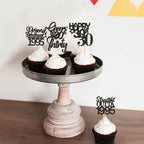 24 Pack 30th Cupcake Toppers Straight Outta 1995 Legend Since 1995 Happy 30th Cheers 30th Forty Cupcake Picks Birthday Party Decoration Supplies | Black 30