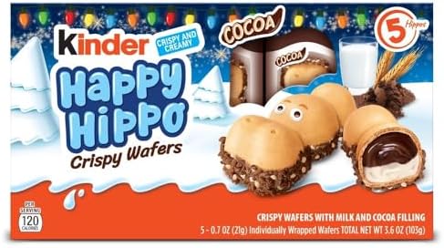 Kinder Happy Hippo Cocoa Biscuits 3.62 oz each (4 Items Per Order)