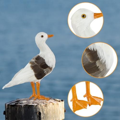 White Seagull Nautical Decor, Life Like Feathered Sea Bird Statue for Home Table Christmas Decorations （2pieces）