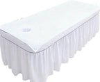 Massage Table Cover Towel with Face Cradle Hole, Premium Fitted Sheet with Locked Edges (White Full Body)