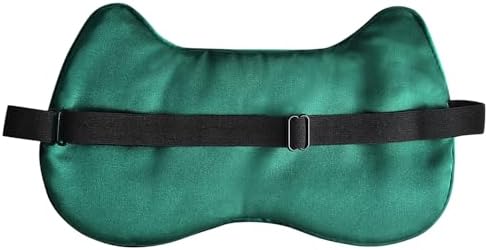 Cute Cat Silk Sleep Mask Adjustable Eye Mask Sleeping Mask Eye Cover Soft Satin Blindfold Eye Shade for Girls Women Men Travel Nap - Green