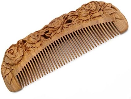 YOY Handmade Carved Natural Sandalwood Hair Comb - Anti-static No Snag Brush for Men's Mustache Beard Care Anti Dandruff Women Girls Head Hair Accessory (HC1006)