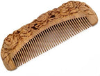 YOY Handmade Carved Natural Sandalwood Hair Comb - Anti-static No Snag Brush for Men's Mustache Beard Care Anti Dandruff Women Girls Head Hair Accessory (HC1006)