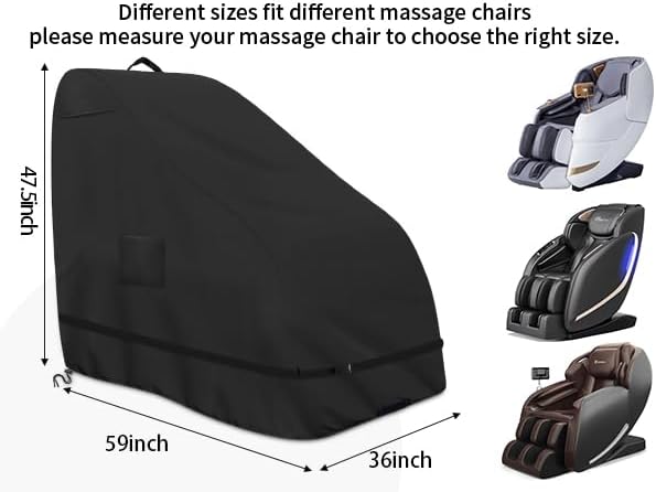 Roasivi Massage Chair Cover Waterproof Massage Chair Full Body Protector Zero Gravity Armchair Cover 420D Oxford Fabric with Drawstring and Buckle 59 "L x 36"W x 47.5"H Black