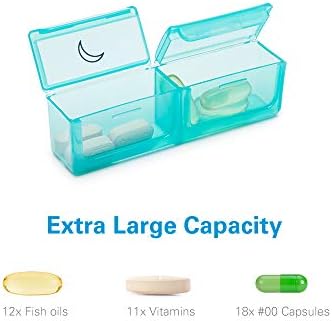 BUG HULL Pill Organizer 2 Times a Day, Large Weekly Pill Box AM PM, 7 Day Pill Case, Day and Night Vitamin Containers for Vitamins, Pill Holder for Supplements