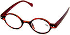 Agstum Designer Small round Oval Vintage Spring Hinge Reading Glasses Eyeglasses Readers (+2.00, Leopard frame with red temples)