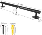 2.2 FT Black Metal Heavy Duty Hand Rails for Indoor Stairs, 27 Inch Wall Mounted Staircase Handrail - Outdoor Stair Railings Kit for Garage, Basement, Porch Steps, Deck Rails, Safety Grab Bars
